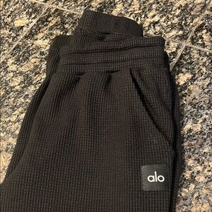 Alo Black Waffle Weekend Escape Joggers